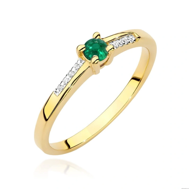 Pierścionek W0258 Szmaragd 0,15ct żółte złoto