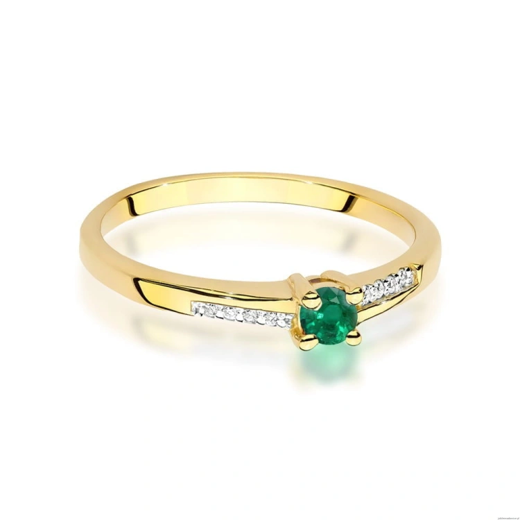 Pierścionek W0258 Szmaragd 0,15ct żółte złoto