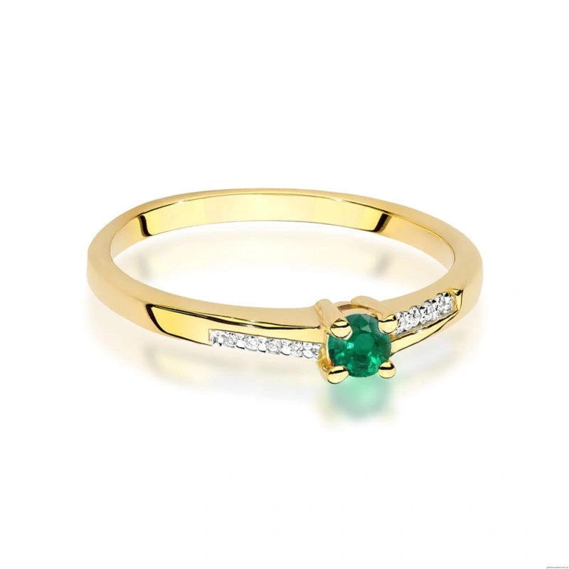 Pierścionek W0258 Szmaragd 0,15ct żółte złoto