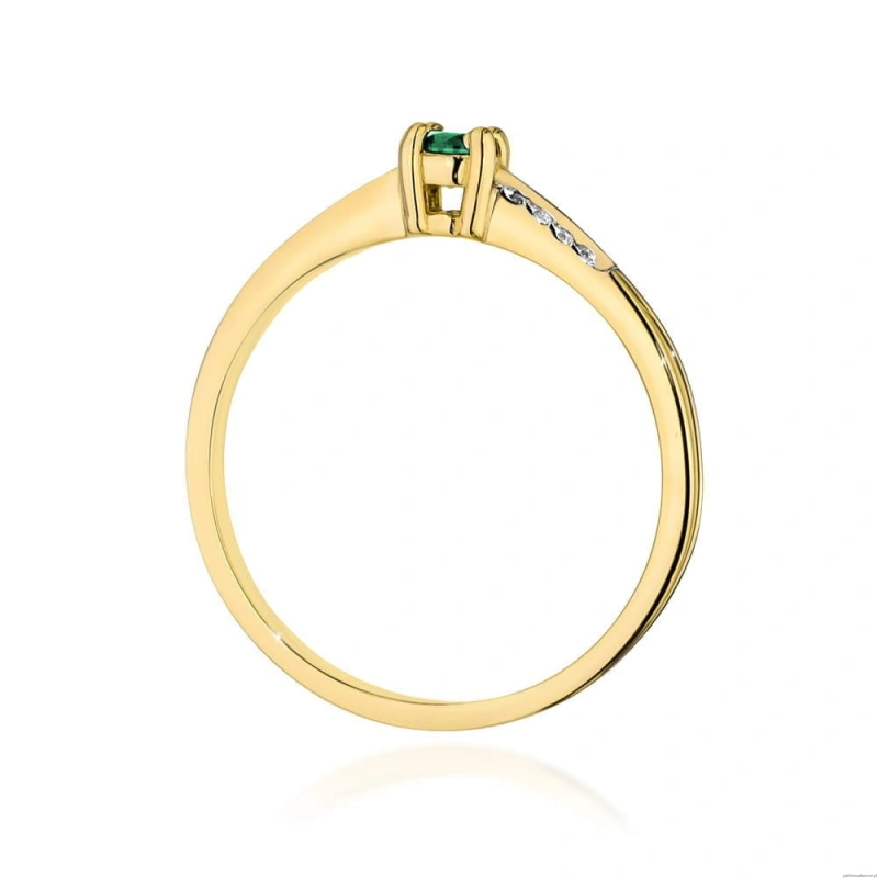 Pierścionek W0258 Szmaragd 0,15ct żółte złoto