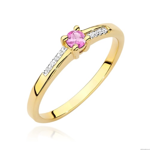 Pierścionek W0258 Topaz 0,15ct żółte złoto