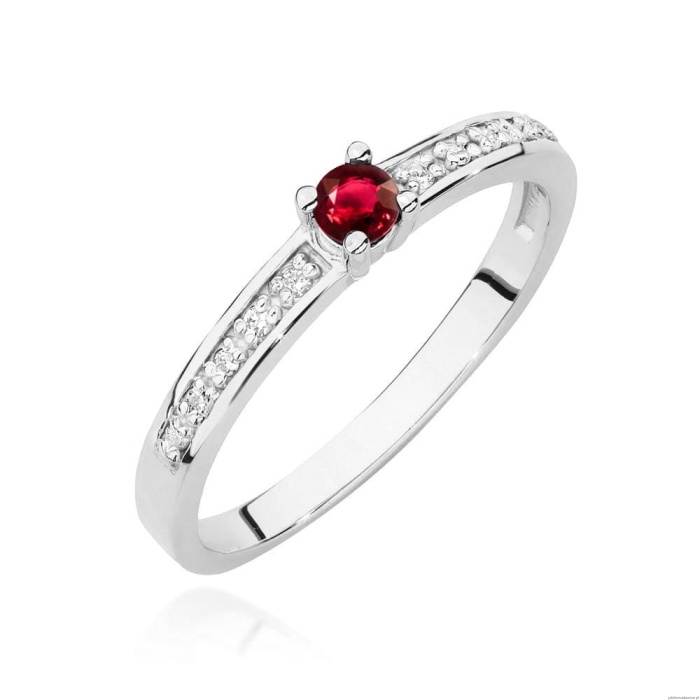 Pierścionek W0288 Rubin 0,15ct białe złoto