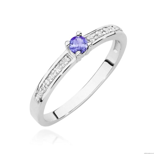Pierścionek W0288 Tanzanit 0,15ct białe złoto