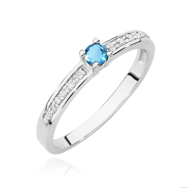 Pierścionek W0288 Topaz 0,15ct białe złoto