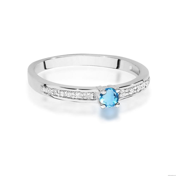 Pierścionek W0288 Topaz 0,15ct białe złoto