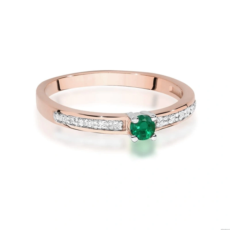 Pierścionek W0288 Szmaragd 0,15ct różowe złoto