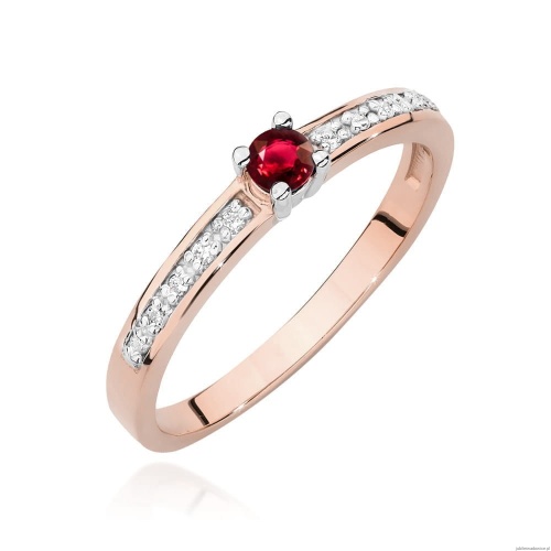 Pierścionek W0288 Rubin 0,15ct różowe złoto