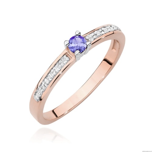 Pierścionek W0288 Tanzanit 0,15ct różowe złoto