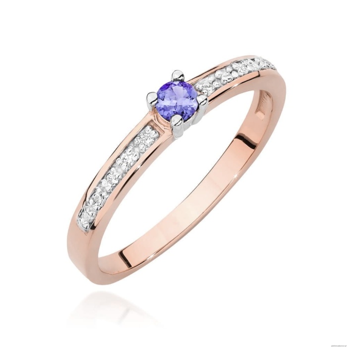 Pierścionek W0288 Tanzanit 0,15ct różowe złoto