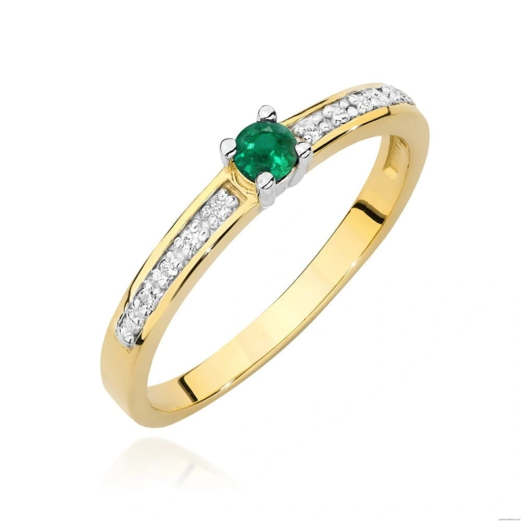 Pierścionek W0288 Szmaragd 0,15ct żółte złoto