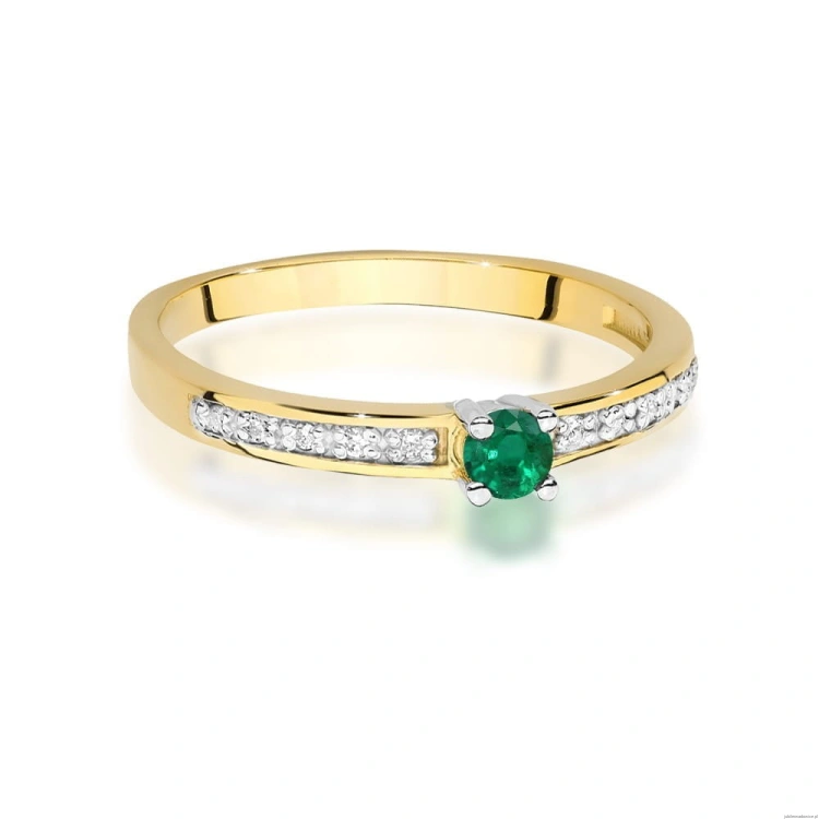 Pierścionek W0288 Szmaragd 0,15ct żółte złoto