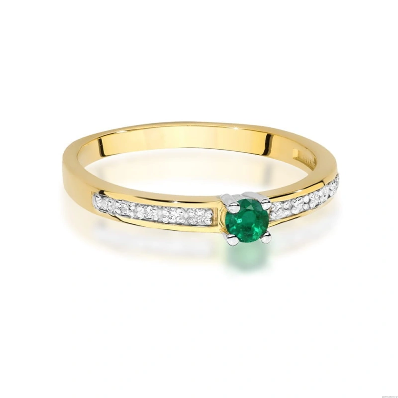 Pierścionek W0288 Szmaragd 0,15ct żółte złoto