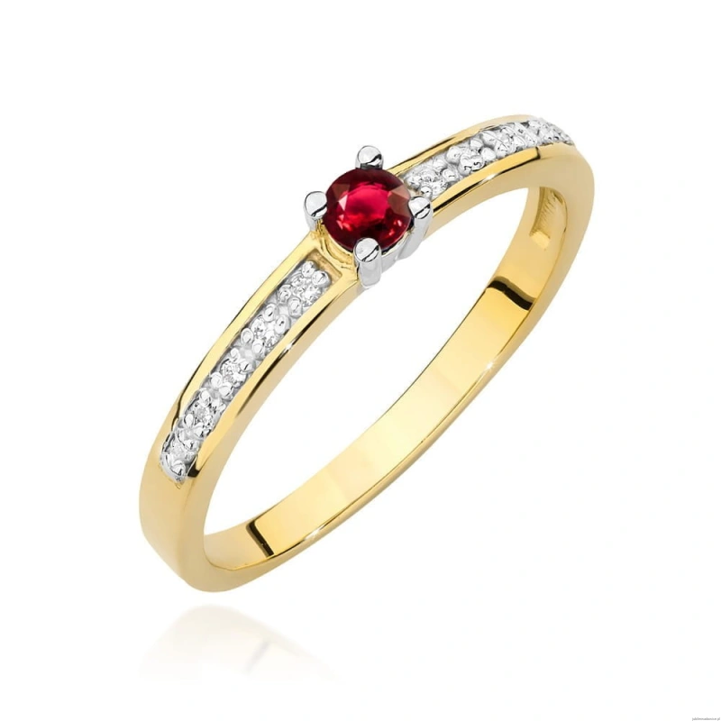 Pierścionek W0288 Rubin 0,15ct żółte złoto