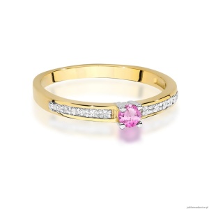 Pierścionek W0288 Topaz 0,15ct żółte złoto