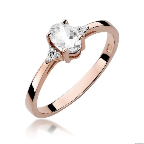 Pierścionek W301 Biały szafir 0,50ct różowe złoto