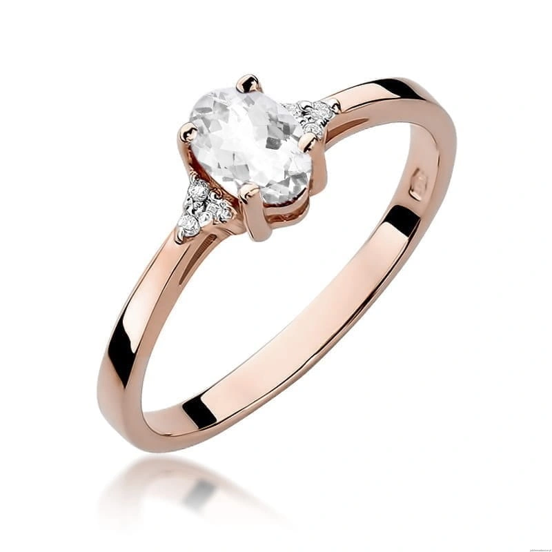 Pierścionek W301 Biały szafir 0,50ct różowe złoto