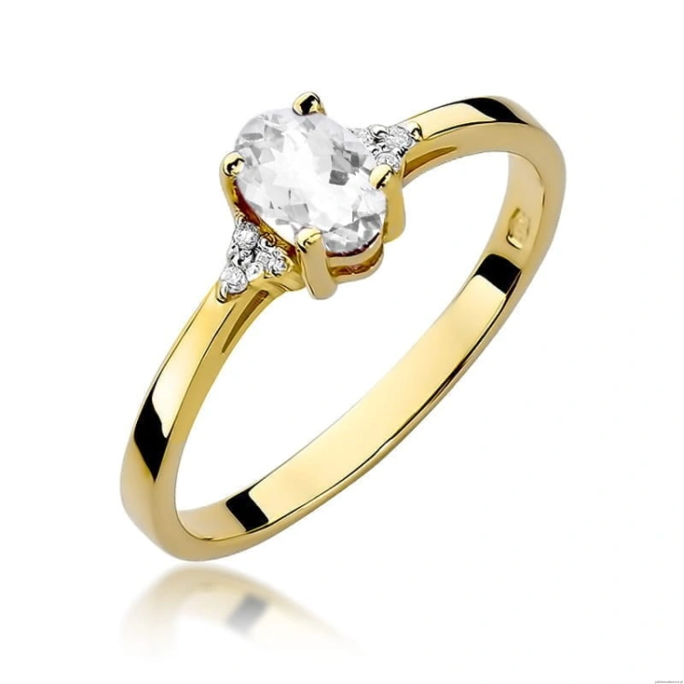 Pierścionek W301 Biały szafir 0,50ct żółte złoto