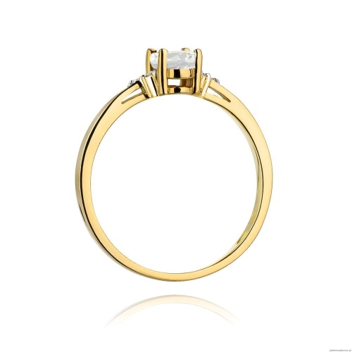 Pierścionek W301 Biały szafir 0,50ct żółte złoto