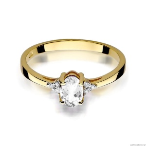 Pierścionek W301 Biały szafir 0,50ct żółte złoto