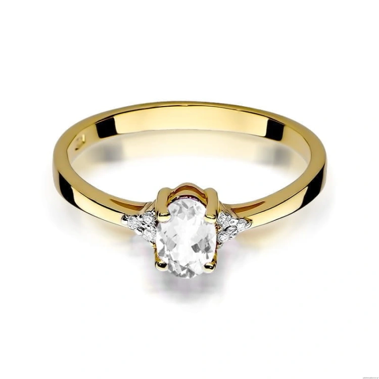 Pierścionek W301 Biały szafir 0,50ct żółte złoto