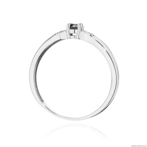 Pierścionek W0469 Czarny diament 0,12ct białe złoto