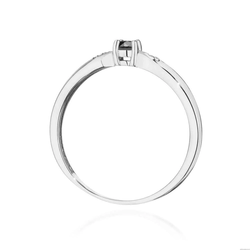 Pierścionek W0469 Czarny diament 0,12ct białe złoto
