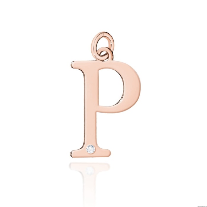 Zawieszka Z0069 Diament 0,005ct - litera P - różowe złoto
