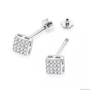 Kolczyki K0013 z diamentami białe złoto sztyft zakręcany