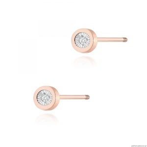 Kolczyki K0071 Diament 2 x 0,0145ct różowe złoto sztyft zakręcany