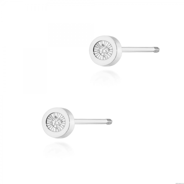 Kolczyki K0071 Diament 2 x 0,0145ct białe złoto sztyft zakręcany