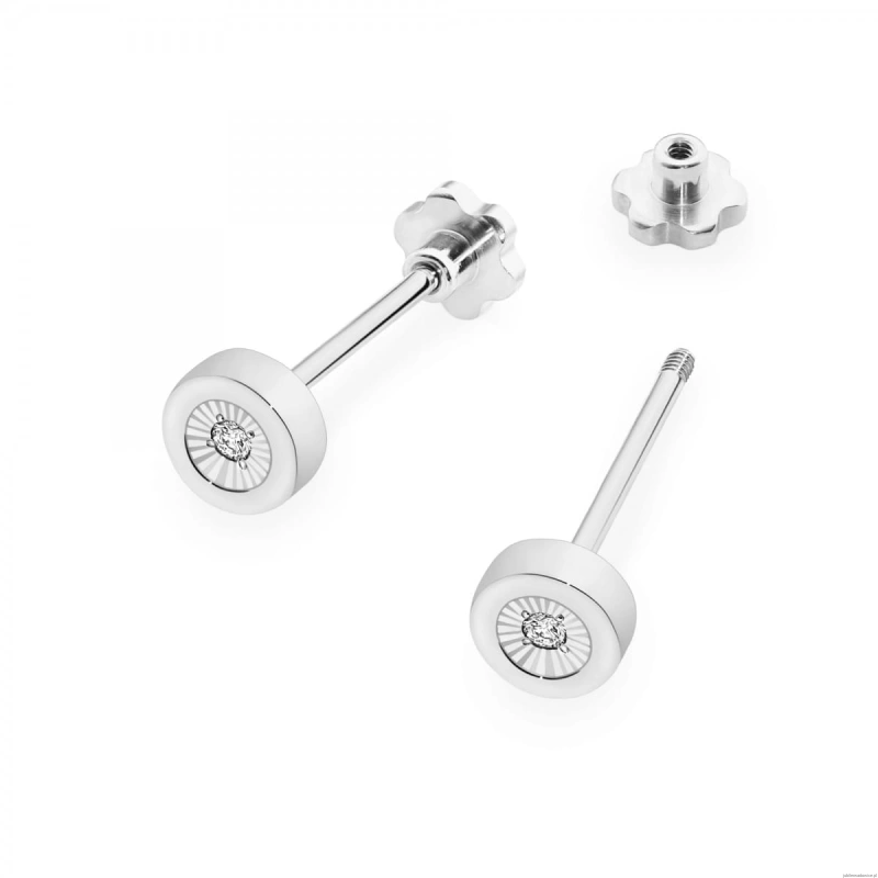 Kolczyki K0071 Diament 2 x 0,0145ct białe złoto sztyft zakręcany