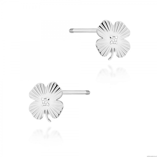 Kolczyki K0073 Diament 2 x 0,005ct białe złoto sztyft zakręcany