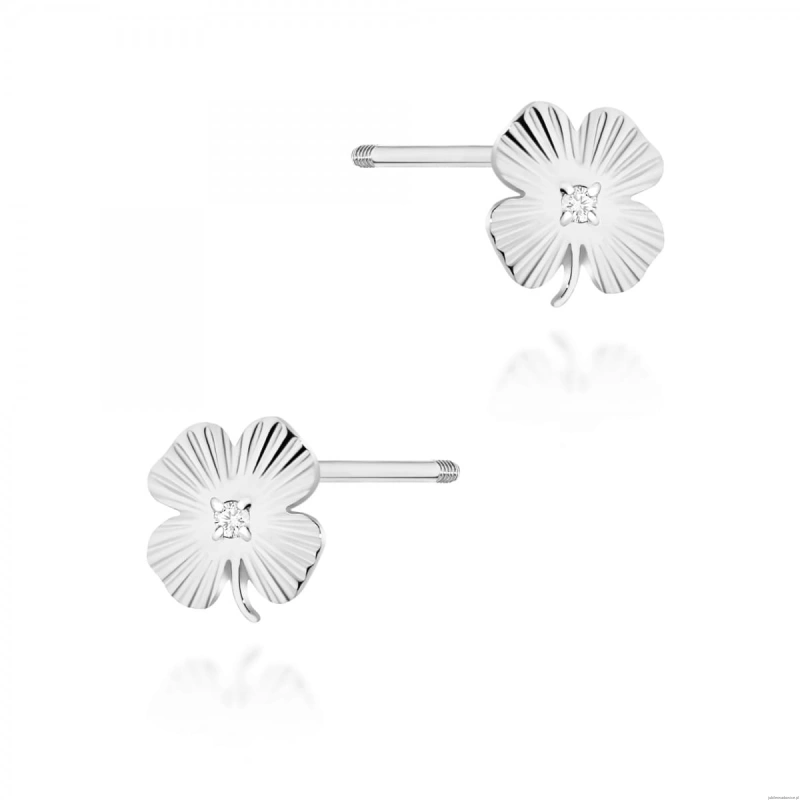 Kolczyki K0073 Diament 2 x 0,005ct białe złoto sztyft zakręcany