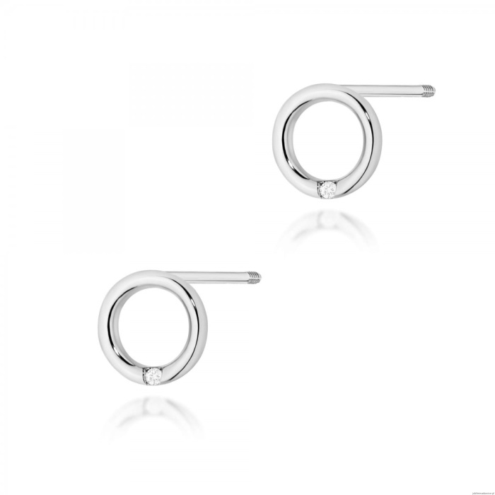 Kolczyki K0082 Diament 2 x 0,005ct białe złoto sztyft zakręcany