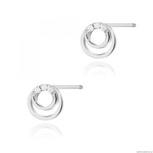 Kolczyki K0078 z diamentami białe złoto sztyft zakręcany