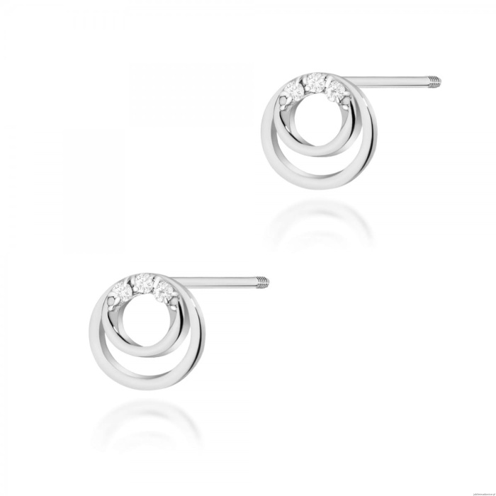 Kolczyki K0078 z diamentami białe złoto sztyft zakręcany