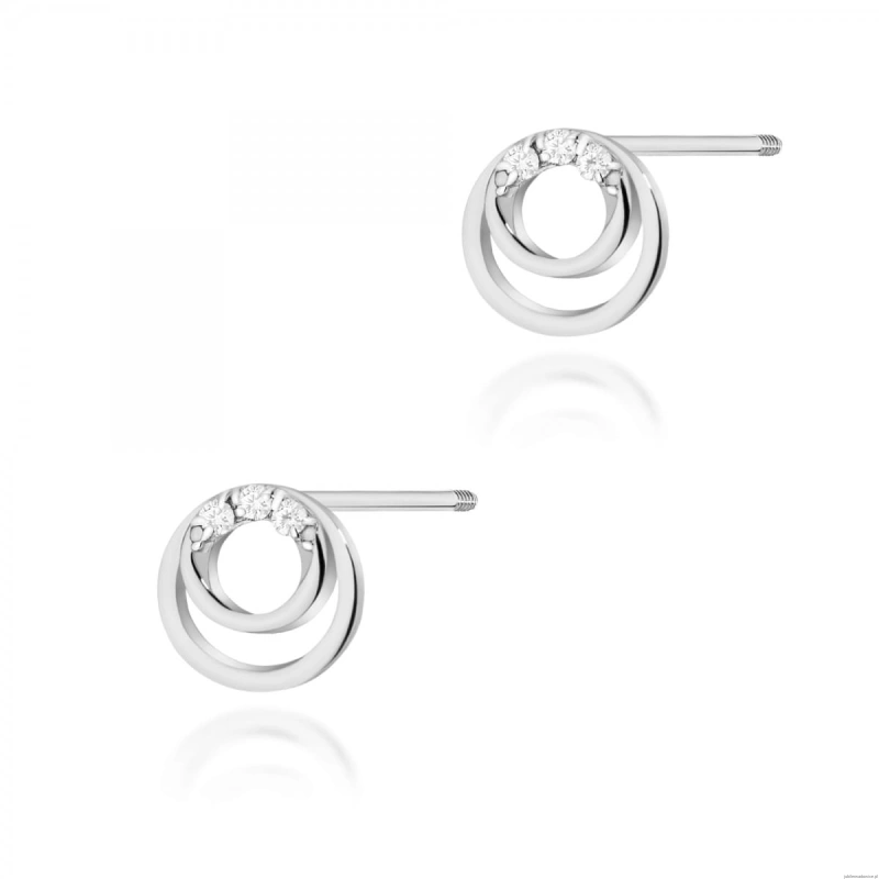 Kolczyki K0078 z diamentami białe złoto sztyft zakręcany