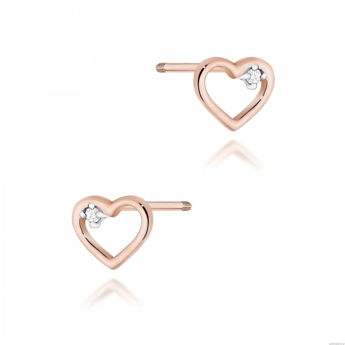 Kolczyki K0079 Diament 2 x 0,005ct różowe złoto sztyft zakręcany