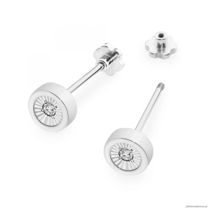 Kolczyki K0081 Diament 2 x 0,08ct białe złoto sztyft zakręcany