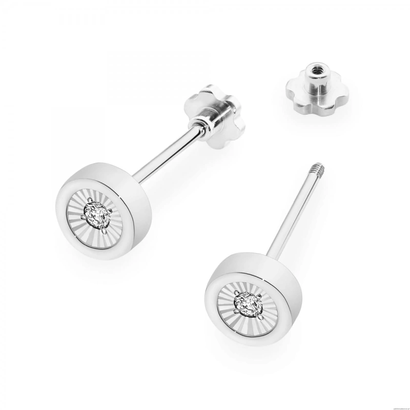 Kolczyki K0081 Diament 2 x 0,08ct białe złoto sztyft zakręcany