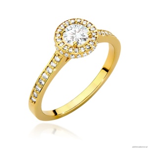 Pierścionek W508 Diament Laboratoryjny 0,40ct żółte złoto