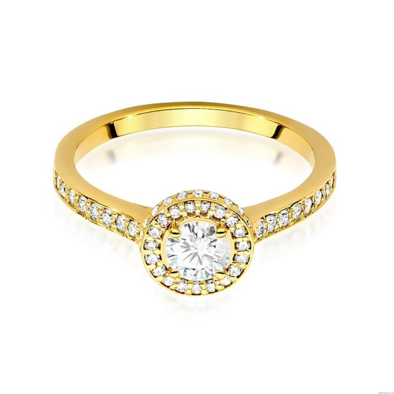 Pierścionek W508 Diament Laboratoryjny 0,40ct żółte złoto