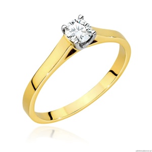 Pierścionek W526 Diament Laboratoryjny 0,40ct żółte złoto