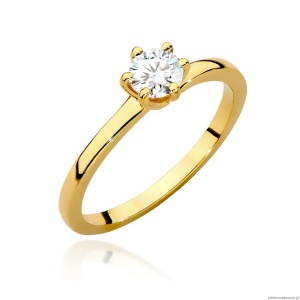 Pierścionek W535 Diament Laboratoryjny 0,40ct żółte złoto