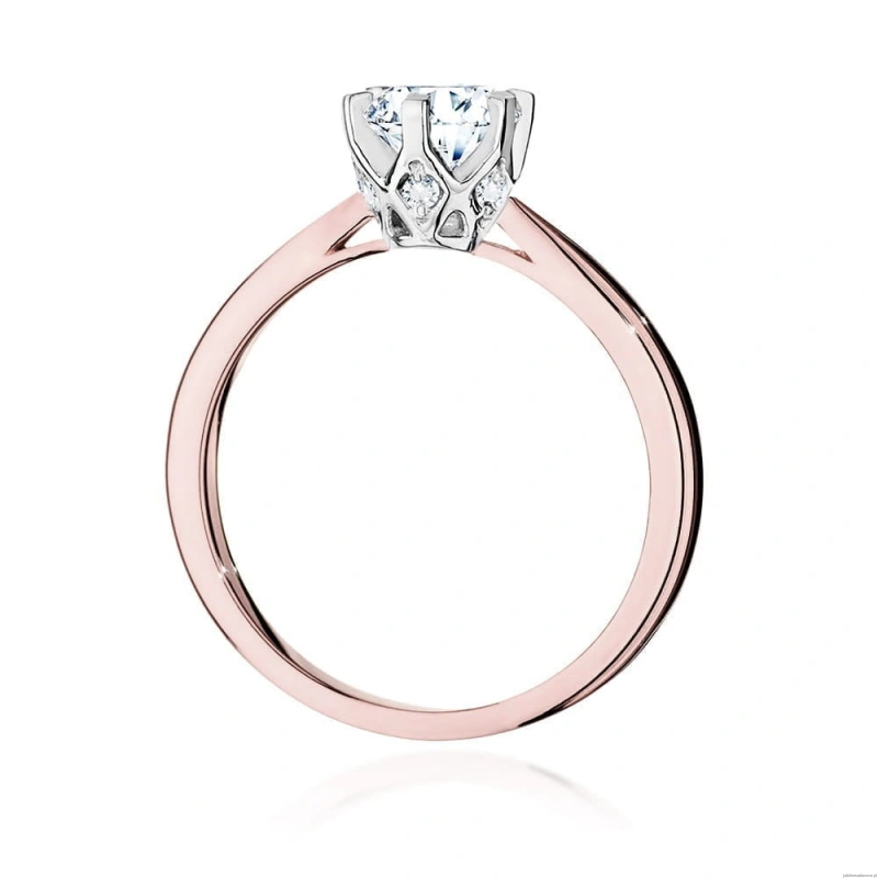 Pierścionek W539 Diament Laboratoryjny 0,70ct różowe złoto