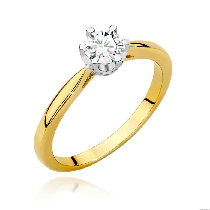 Pierścionek W539 Diament Laboratoryjny 0,40ct żółte złoto