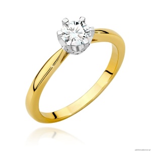 Pierścionek W539 Diament Laboratoryjny 0,50ct żółte złoto