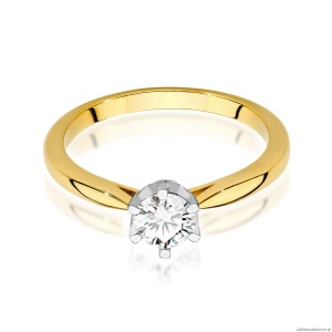 Pierścionek W539 Diament Laboratoryjny 0,50ct żółte złoto