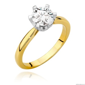Pierścionek W539 Diament Laboratoryjny 1,00ct żółte złoto