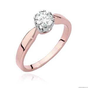 Pierścionek W541 Diament Laboratoryjny 0,40ct różowe złoto